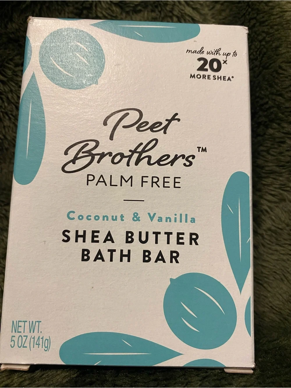 Peet Brothers Coconut & Vanilla Shea Butter Bath Bar - White & Teal Packaging